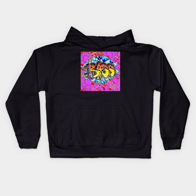 Bass Guitar Rock Art 1 by LowEndGraphics 1 Kids Hoodie by LowEndGraphics